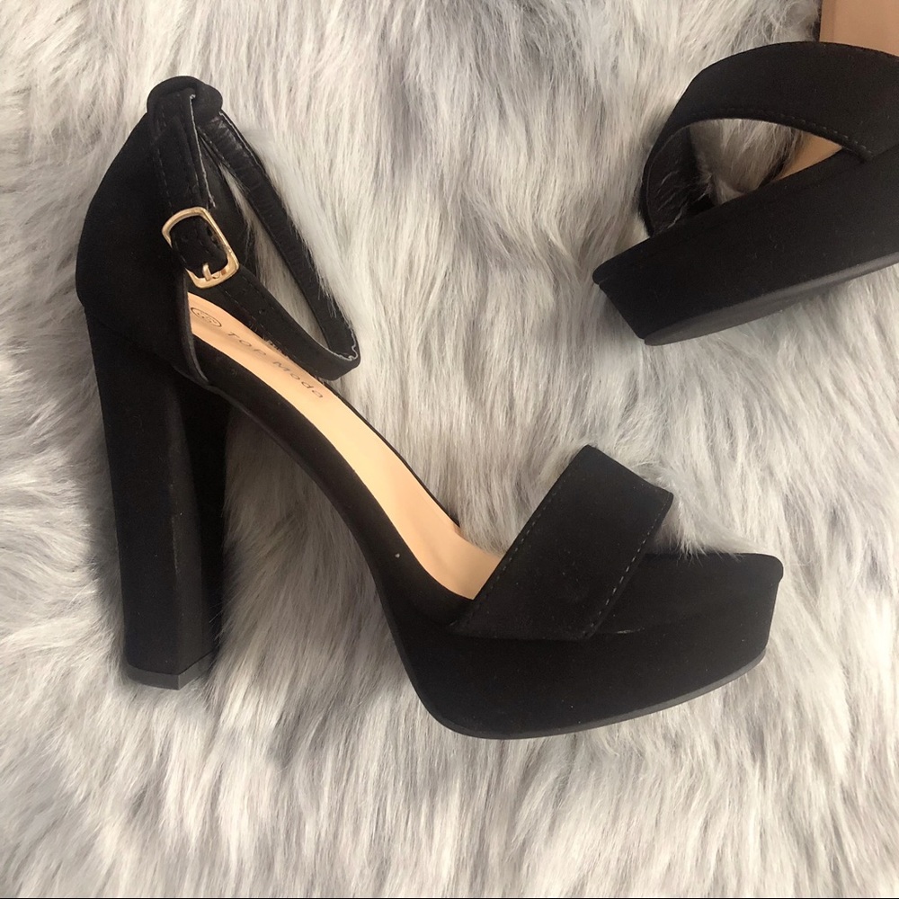 Black Platform Heel, Block Heel - Picture 5 of 6